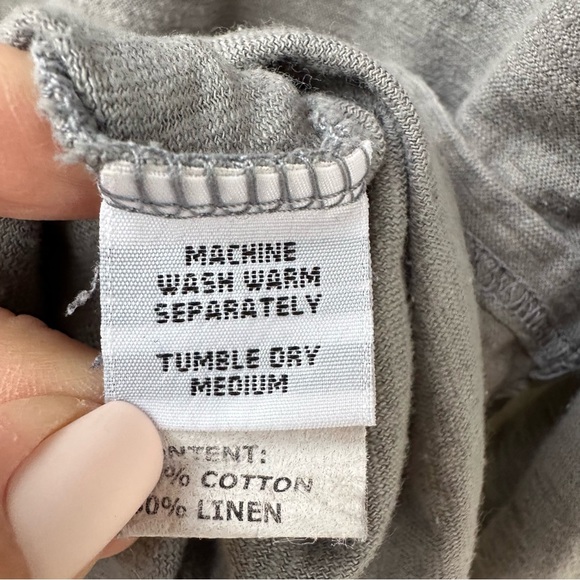 Cut Loose Gray Olive Linen Cotton Button Front Tunic Top Asymmetrical Hem S - Picture 7 of 10